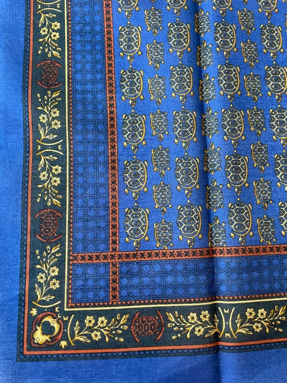 Christian Dior Vintage Cotton Scarf | NWT | Turtle Print | Rolled Hem